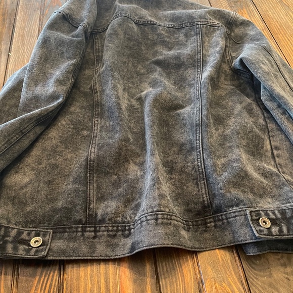 Black Washed Denim Jacket Men Unisex XL - Picture 6 of 7